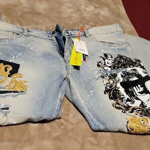 Stylish Embellished Light Blue Skinny Jeans